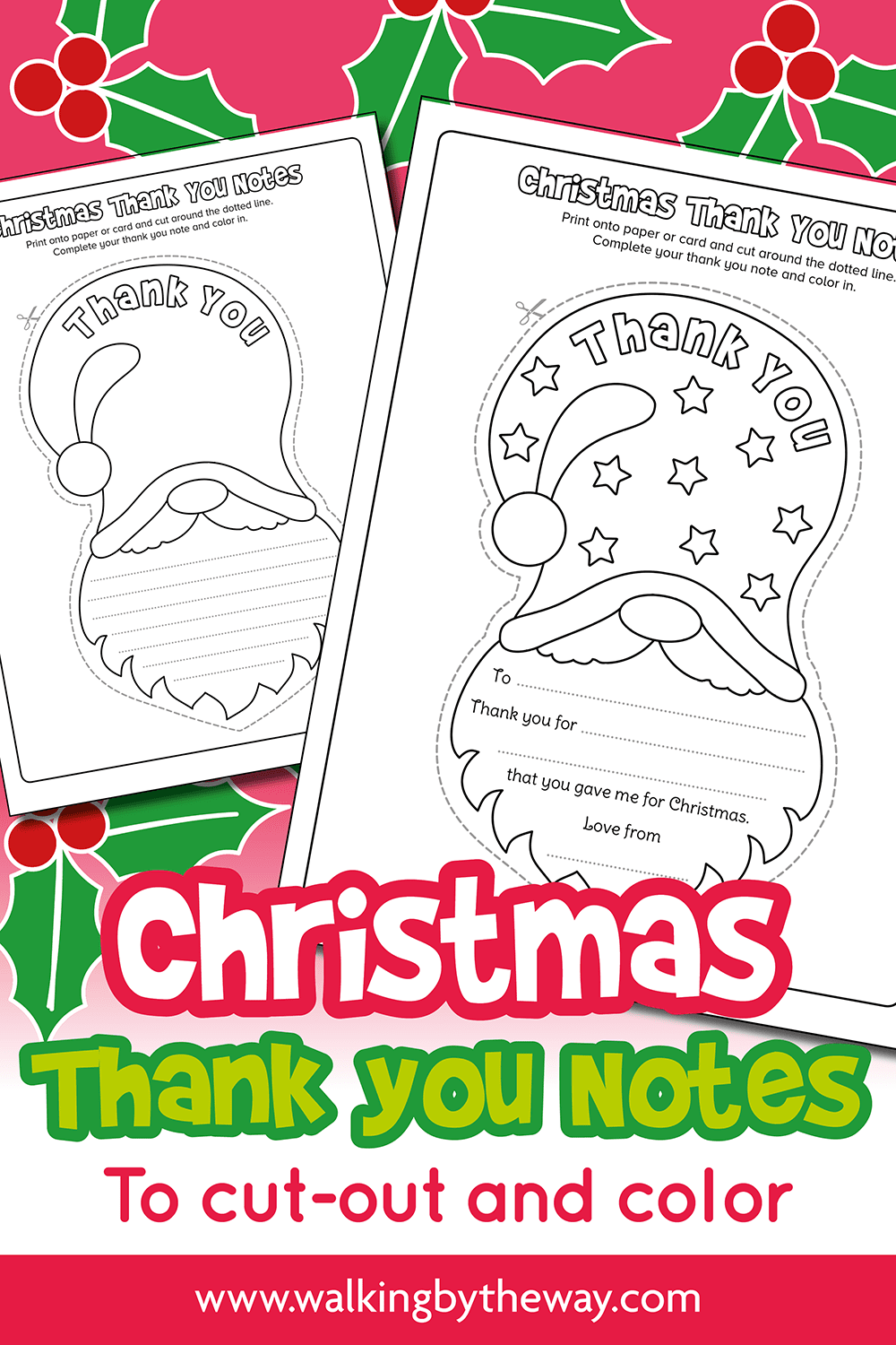 free printable christmas thank you notes for kids - walkingthe way